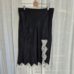 NWT J. Crew Black Sexy Skirt with White Lace Detail